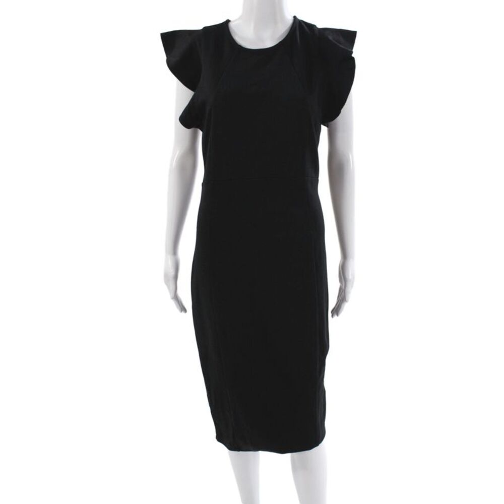 Felicity & Coco Women Sheath Dress Black Sleeveless Round Neck Midi Size L